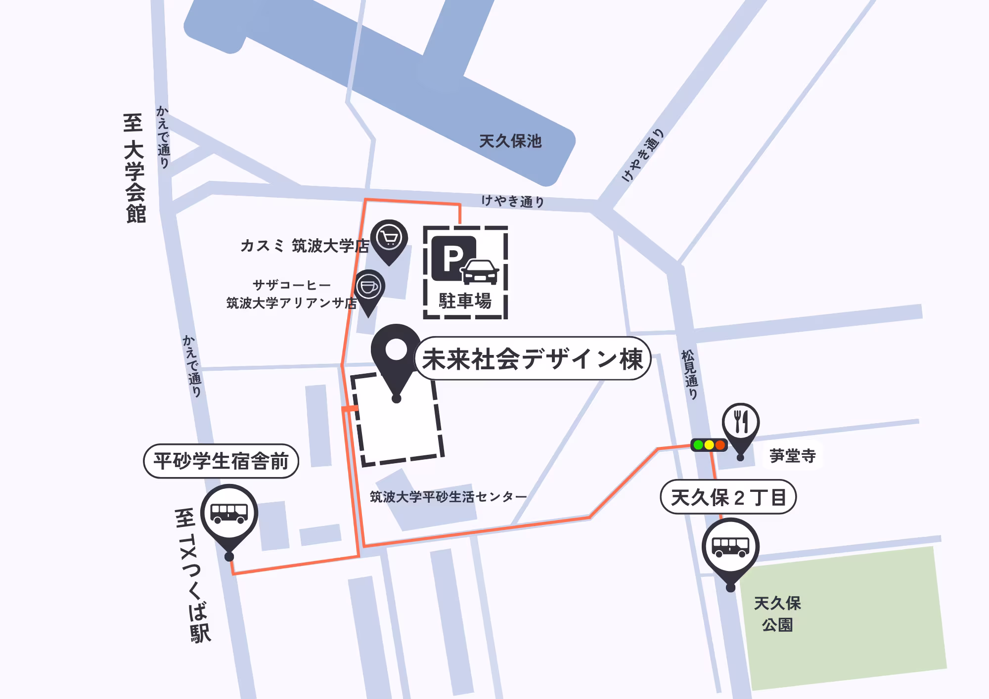 未来社会デザイン棟周辺の地図