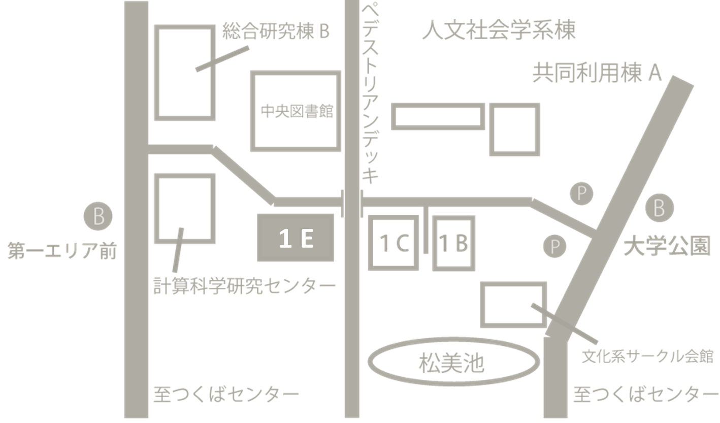 1E棟は第一エリアのペデストリアン西にあります